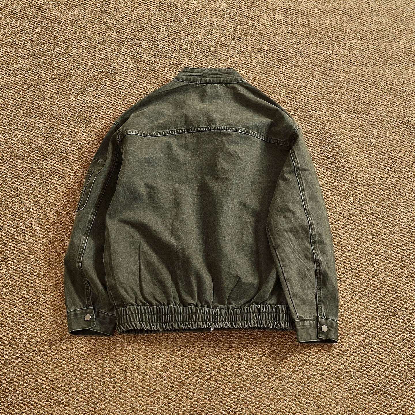Personalized Stand Collar Snap Collar Washed Classic All-match Retro Bomber Jacket