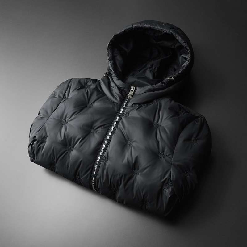 Embroidered Down Men's Plus Size Hooded Casual Down Jacket
