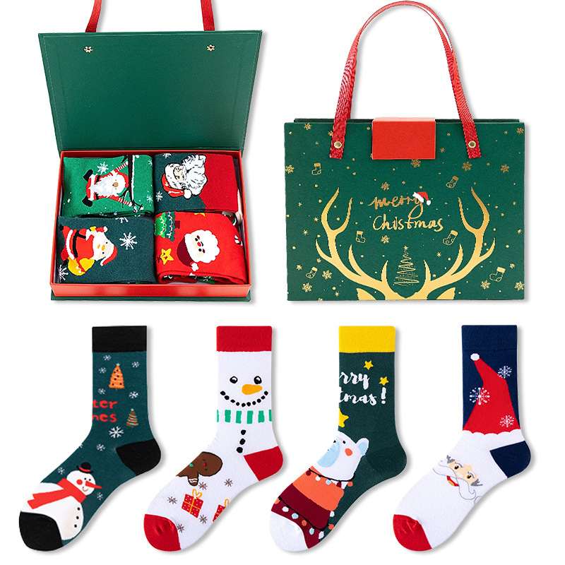 Santa Snowman Cartoon Cotton Socks