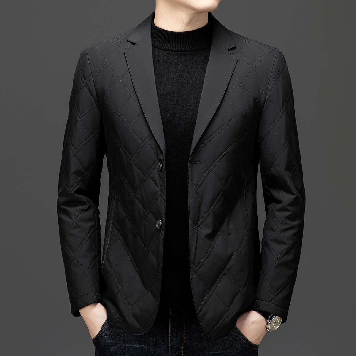 Mulberry Silk Cotton-padded Jacket Men's Casual Cotton-padded Jacket