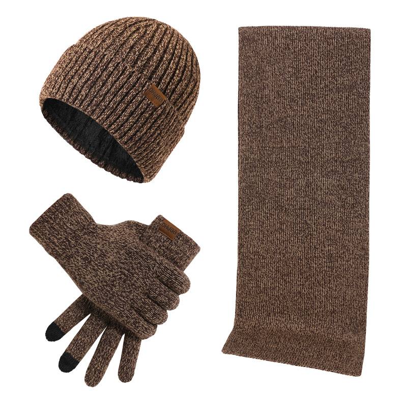 Thermal Knitting Hat Scarf And Gloves Three-piece Set