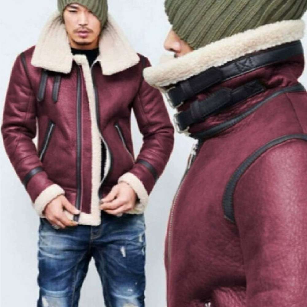 Men's Leather Leisure Warm Flight Jacket