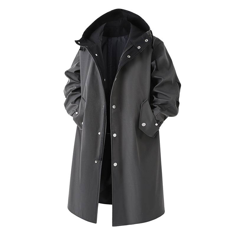 Men's Solid Color Large Size Casual Mid-length Trench Coat