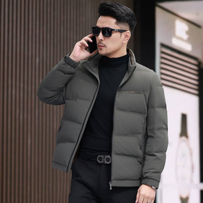 White Duck Down Business Casual Thickening Warm-keeping And Cold-proof Stand Collar Coat