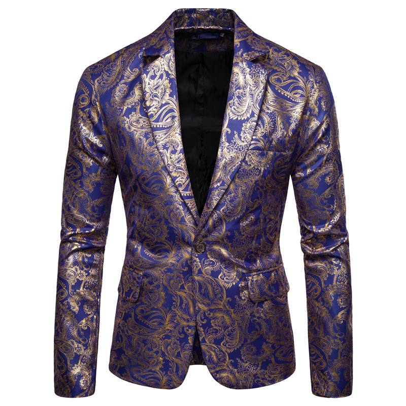 Men's Glossy Gold-stamped Performance Suit Jacket