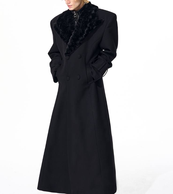 Noble Stitched Lapel Long Trench Coat Blazer