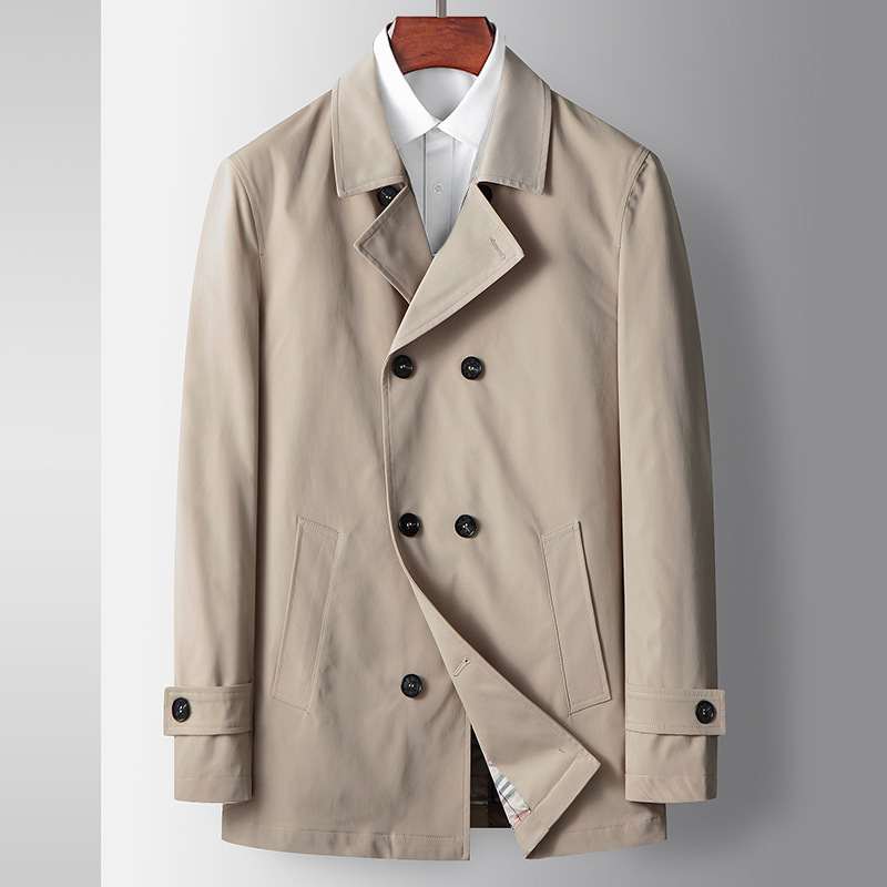 Men's Light Luxury Lapel Double-breasted Trench Coat Business Trend Jacket