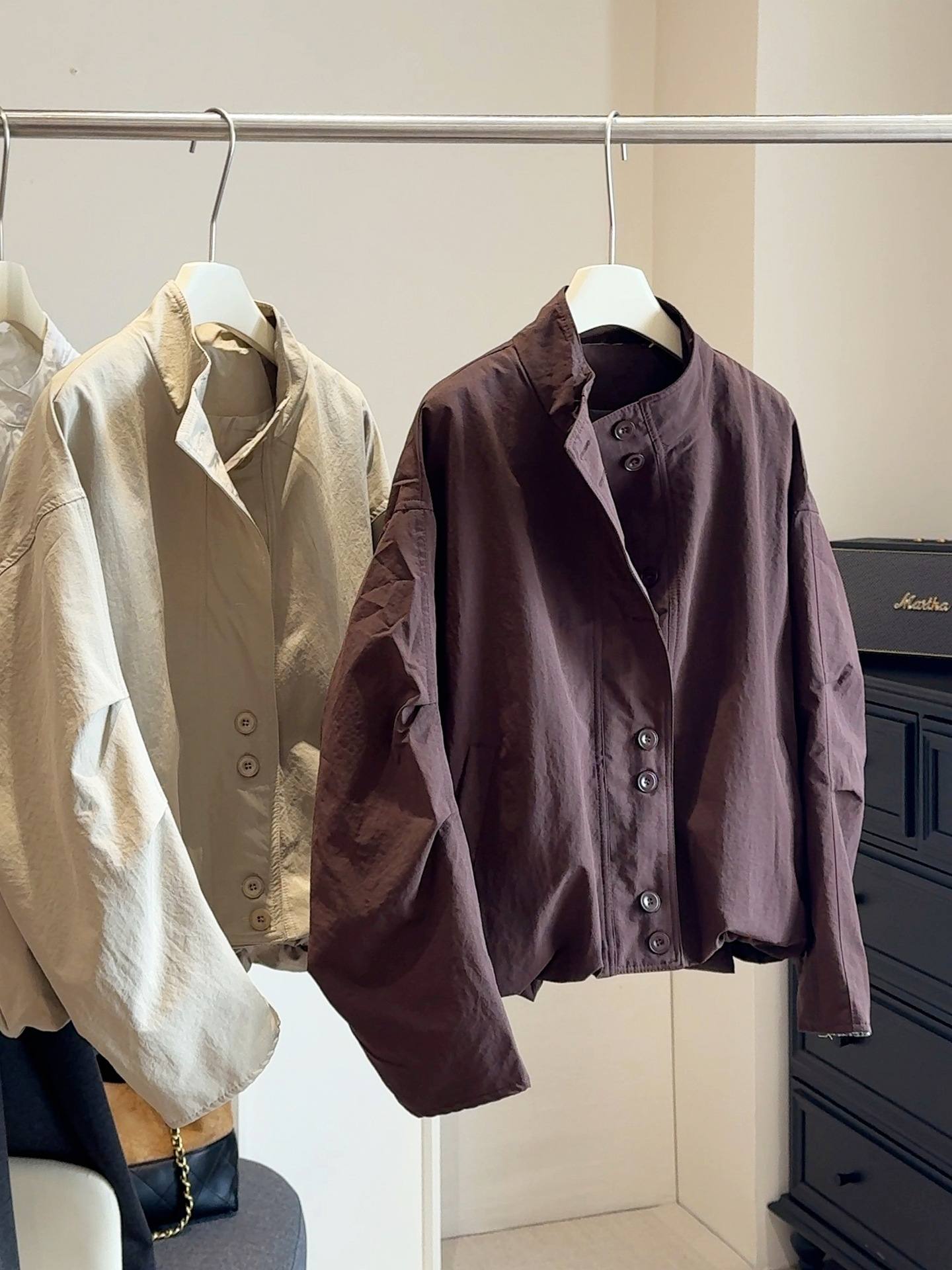 Korean-style Loose Workwear Jacket With Stand-up Collar For Men