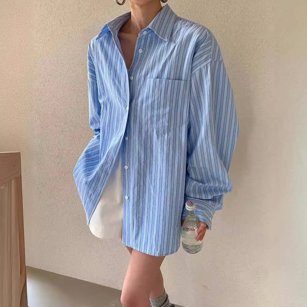 Early Autumn New Korean Style Versatile Fashion Striped Shirt Women