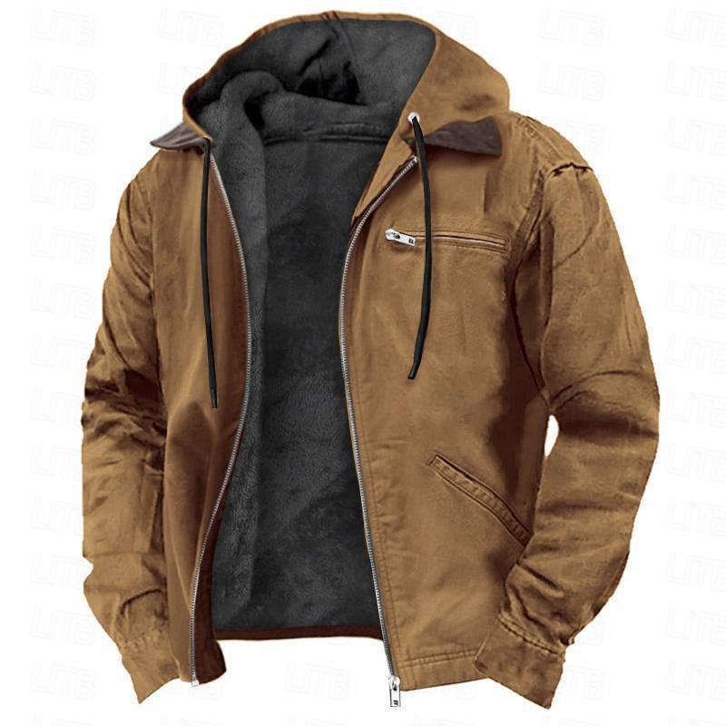 Men's Fleece-Lined Zip Pocket Jacket Coat