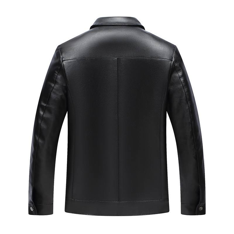 Turn-down Collar Leather Jacket For Spring And Autumn Business