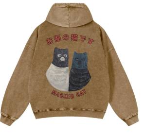 Pure Cotton Washed Vintage Hooded Sweatshirt With Double-layer Hood