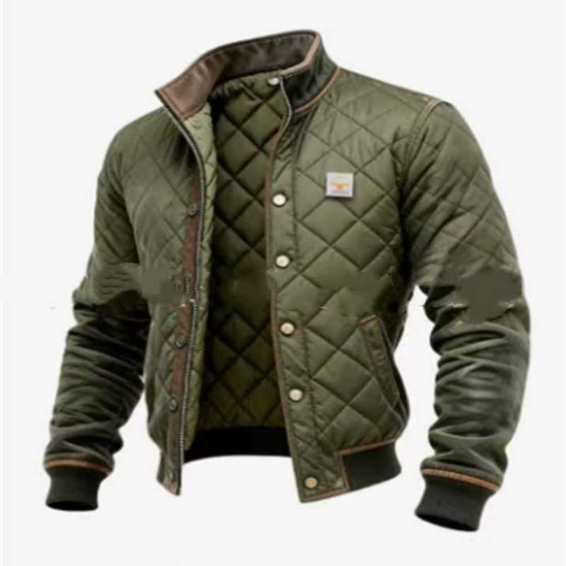 Men's Stand-collar Solid-color Casual Cotton Padded Jacket