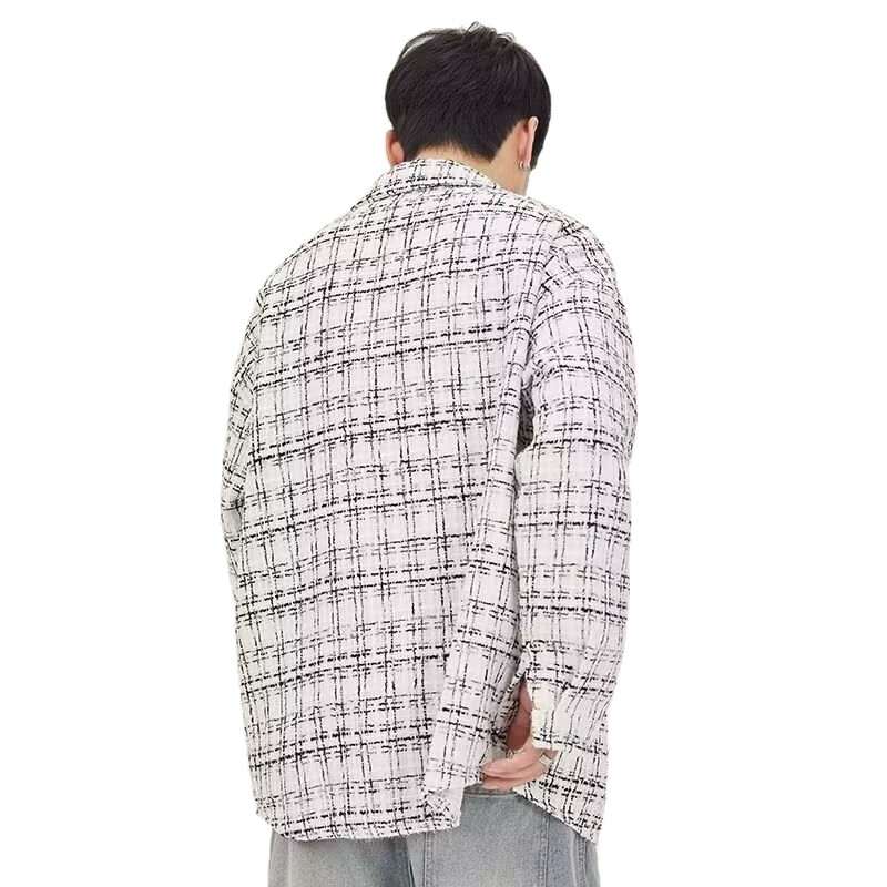 Men's Wool Plaid Lapel Jacket