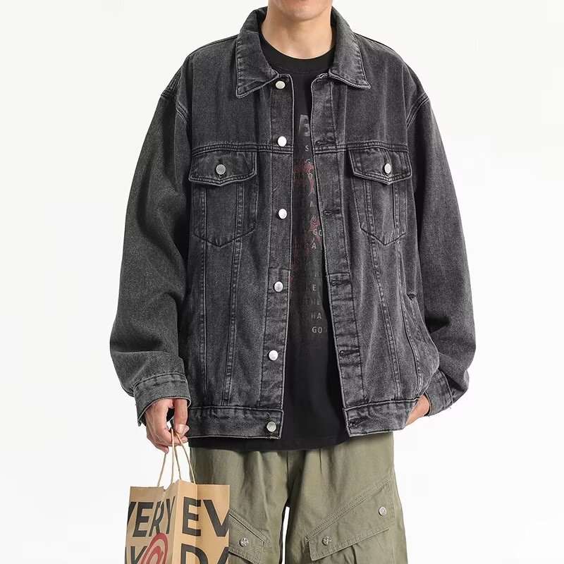 Yellow-ochre Vintage Men's Washed Multi-pocket Design Jacket