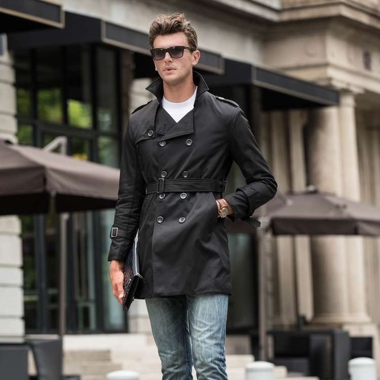 Casual Trench Coat For Men Mid-length Design