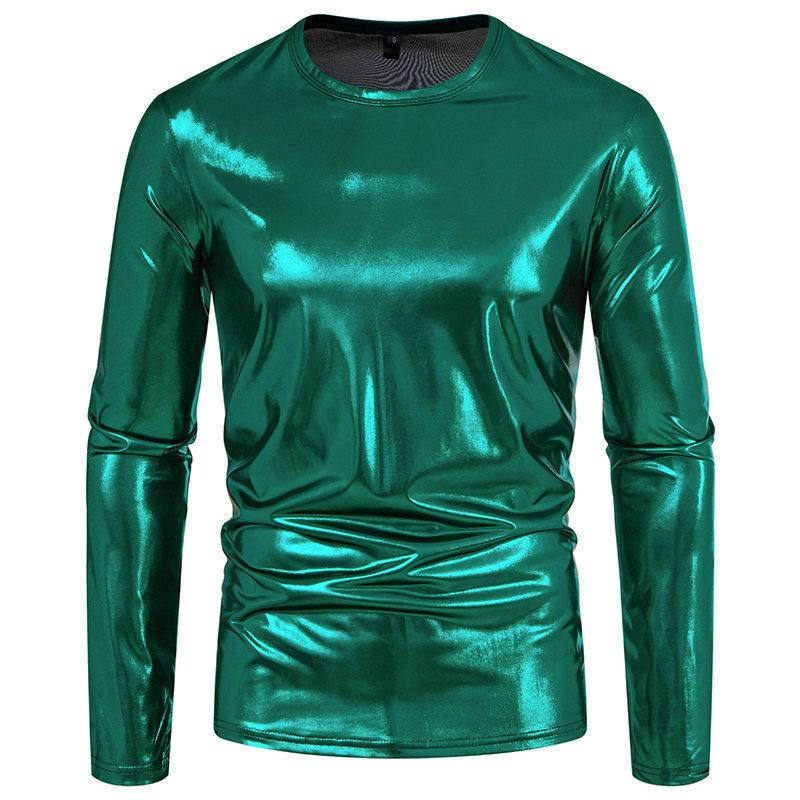 Men's Long-Sleeve Glossy T-Shirt Fashion Base Layer Shirt