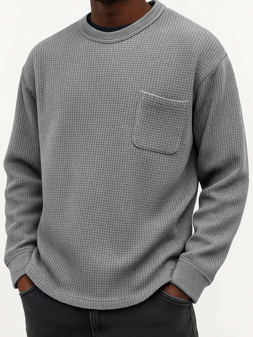 Men's Plus-Size Casual Crew-Neck Long-Sleeve Sweatshirt Top