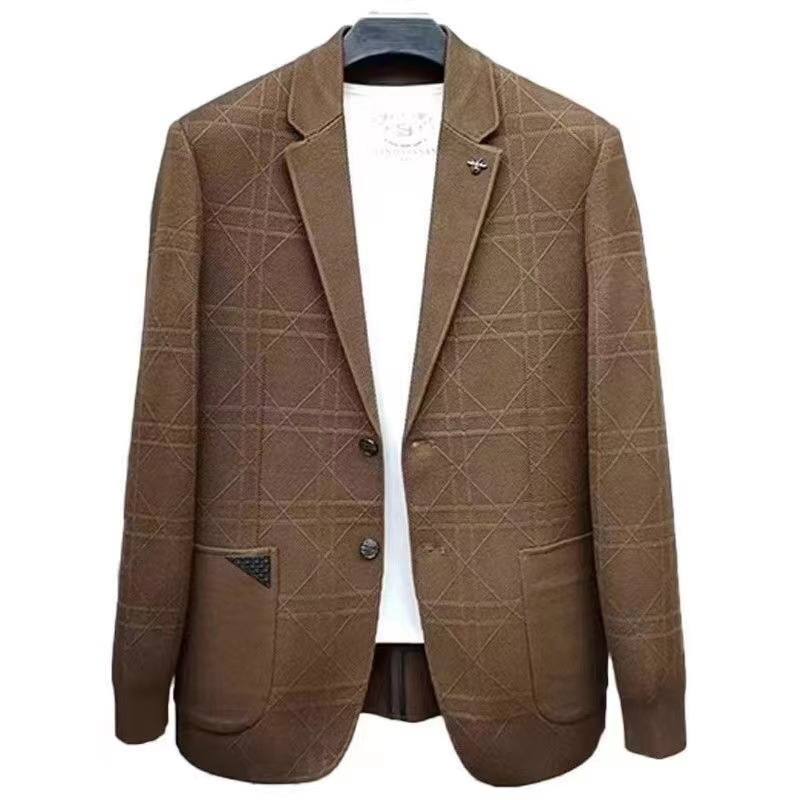 Men's AutumnWinter Suit Jacquard Sweater Outerwear