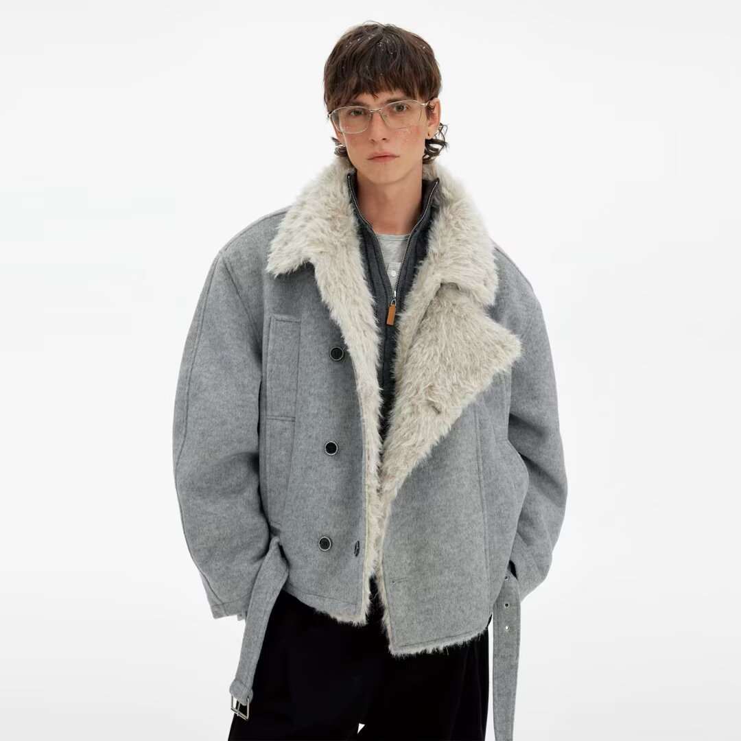 Turn-down Collar Relaxed-fit Jacket Retro-style Fashionable Cotton Coat
