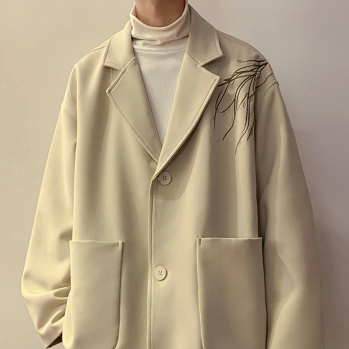 Mens Autumn Casual Stand-Up Collar Blazer