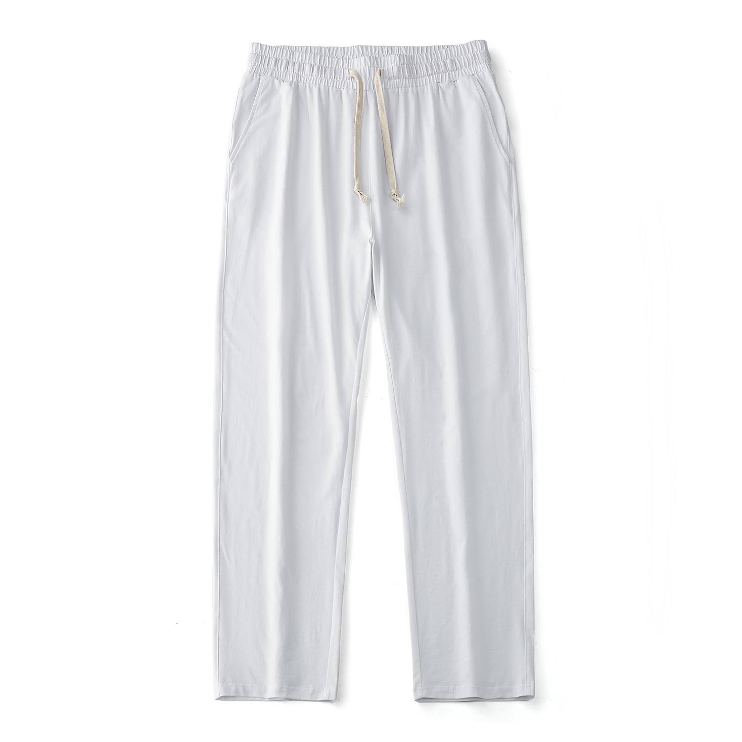 Mens Solid-Color Straight-Leg Lace-Up All-Match Sports Pants For Men