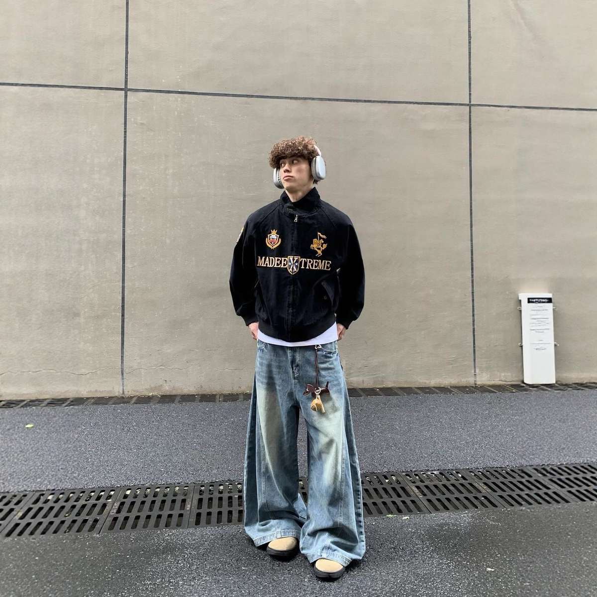 Streetwear Navy Blue Cropped Baseball Jacket