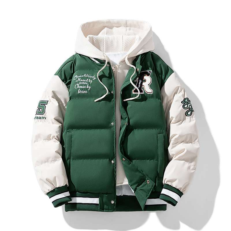 Mens Stylish Winter Faux Two-Piece Cotton Padded Jacket