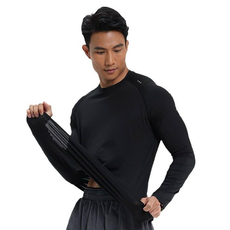 Mens Long-sleeve Athletic Compression Sweat-wicking Top