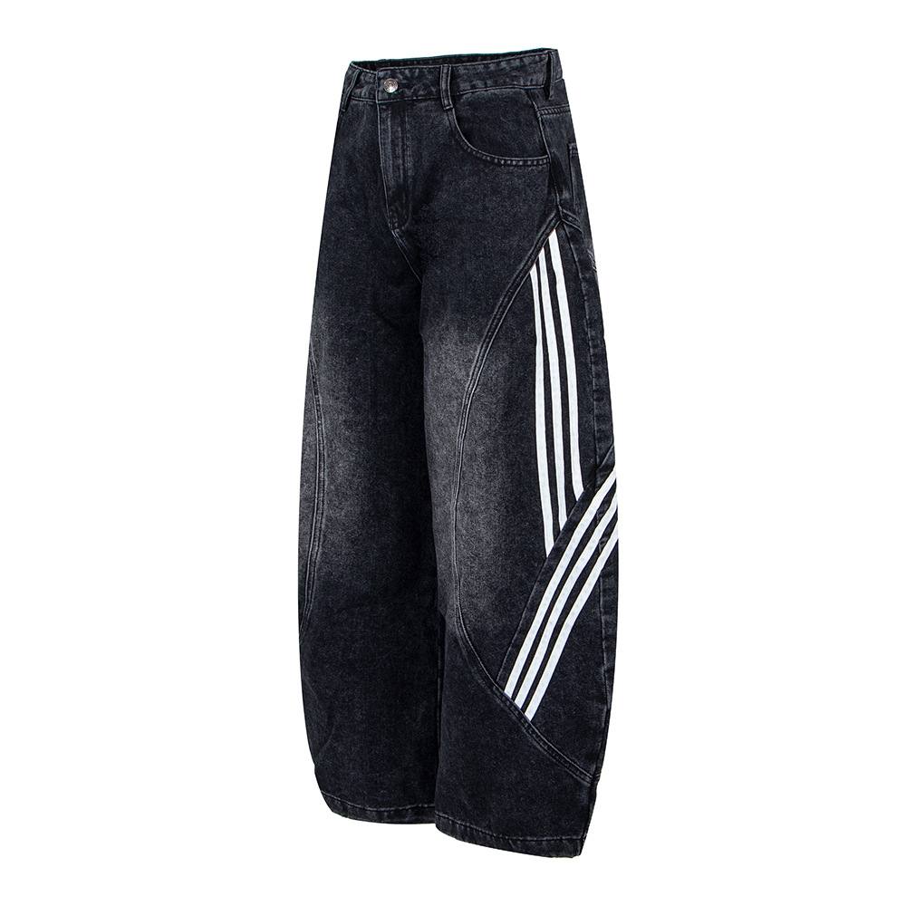 American-style Vintage Womens Wide-leg Denim Jeans