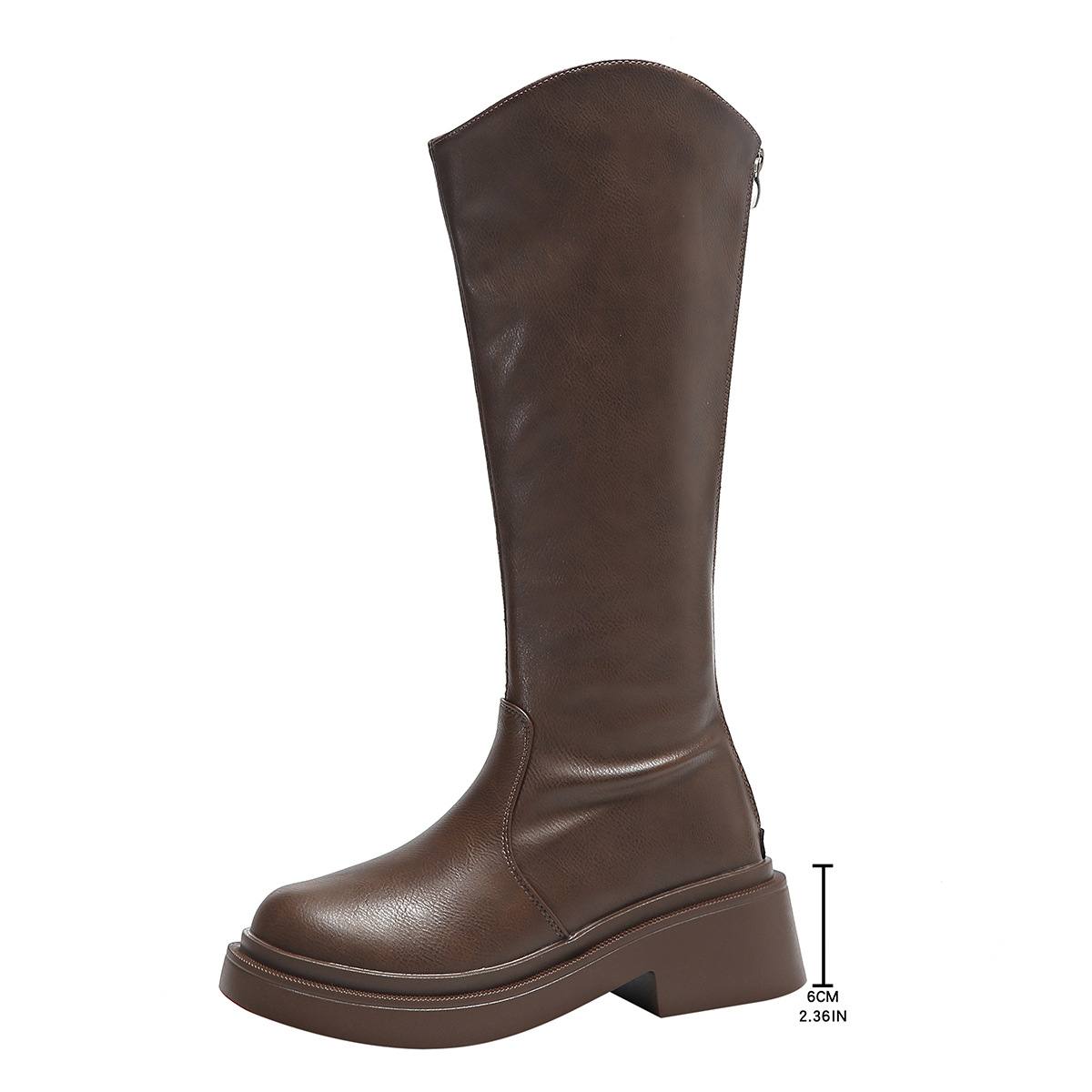 Round-Toe High-Heel Over-the-Knee Boots With Back ZipperComfortable And Minimalist Style