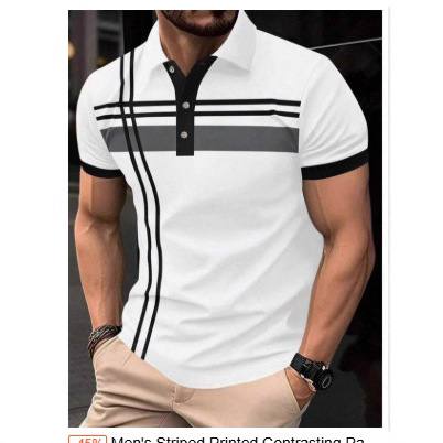 Mens Casual Printed Button-up Shirt With A Lapel Collar