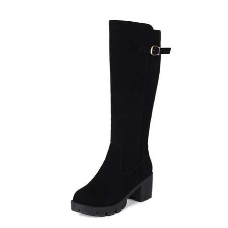 Womens Plus-Size Chunky Heel High-Top Boots For FallWinter