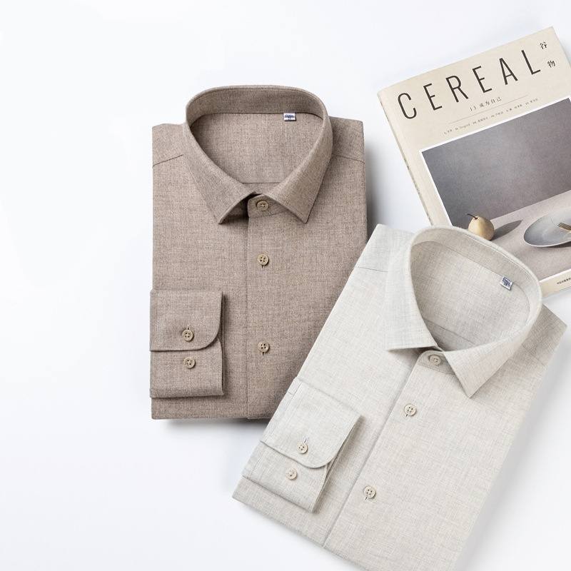 Mens Solid Color Brushed Thicker Long Sleeve Shirt Top