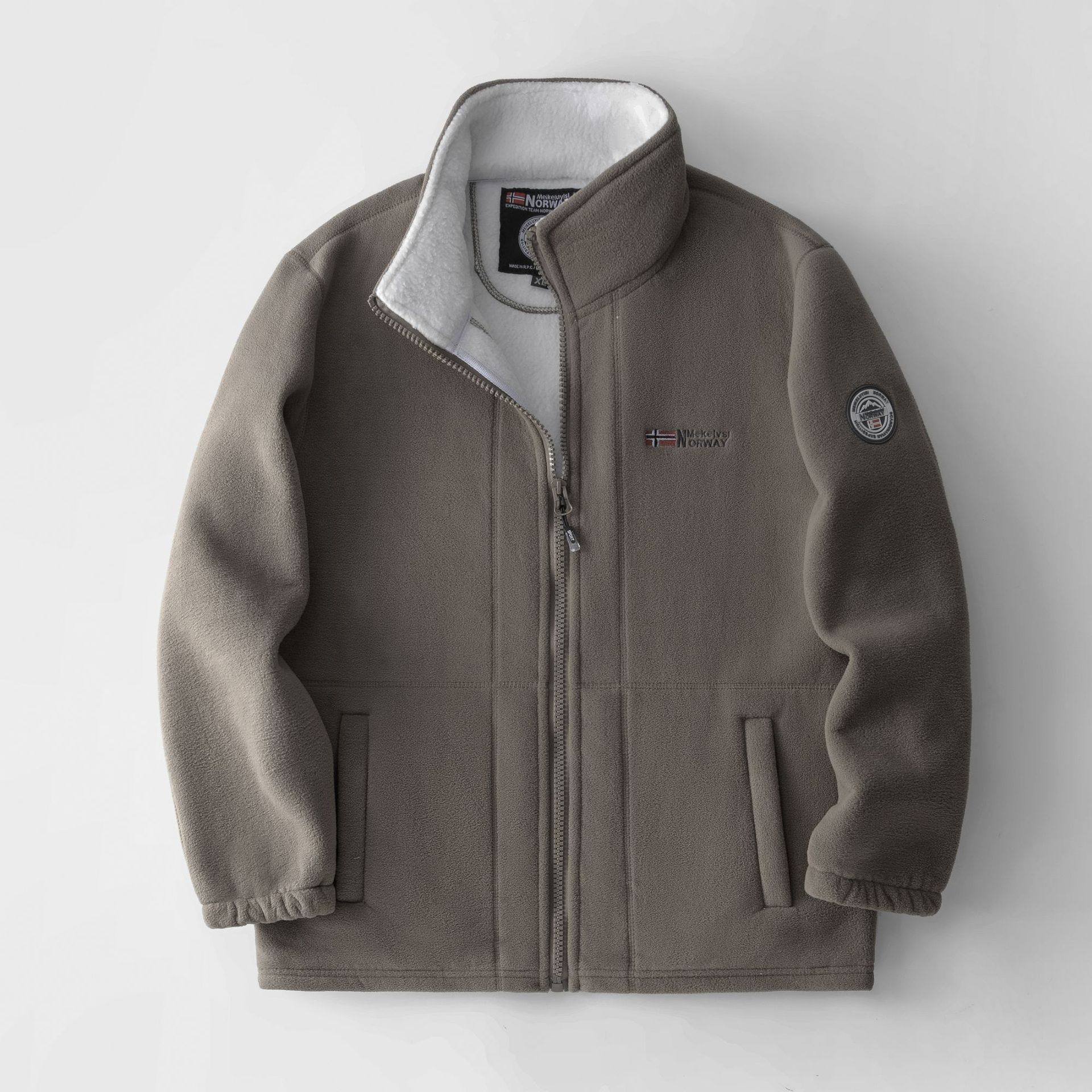 Mens Fleece-Lined Thickened Double-Sided Polar Fleece Jacket