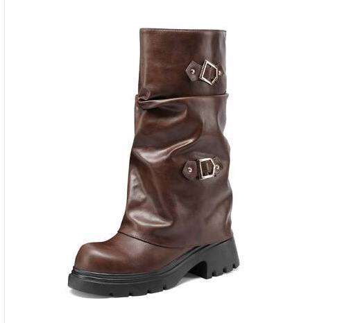 Womens Retro Multi-Layer Boot Buckles