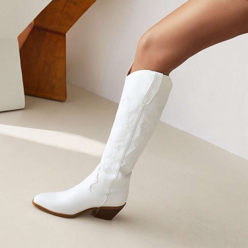 Western Cowboy Embroidered High-Heel Boots