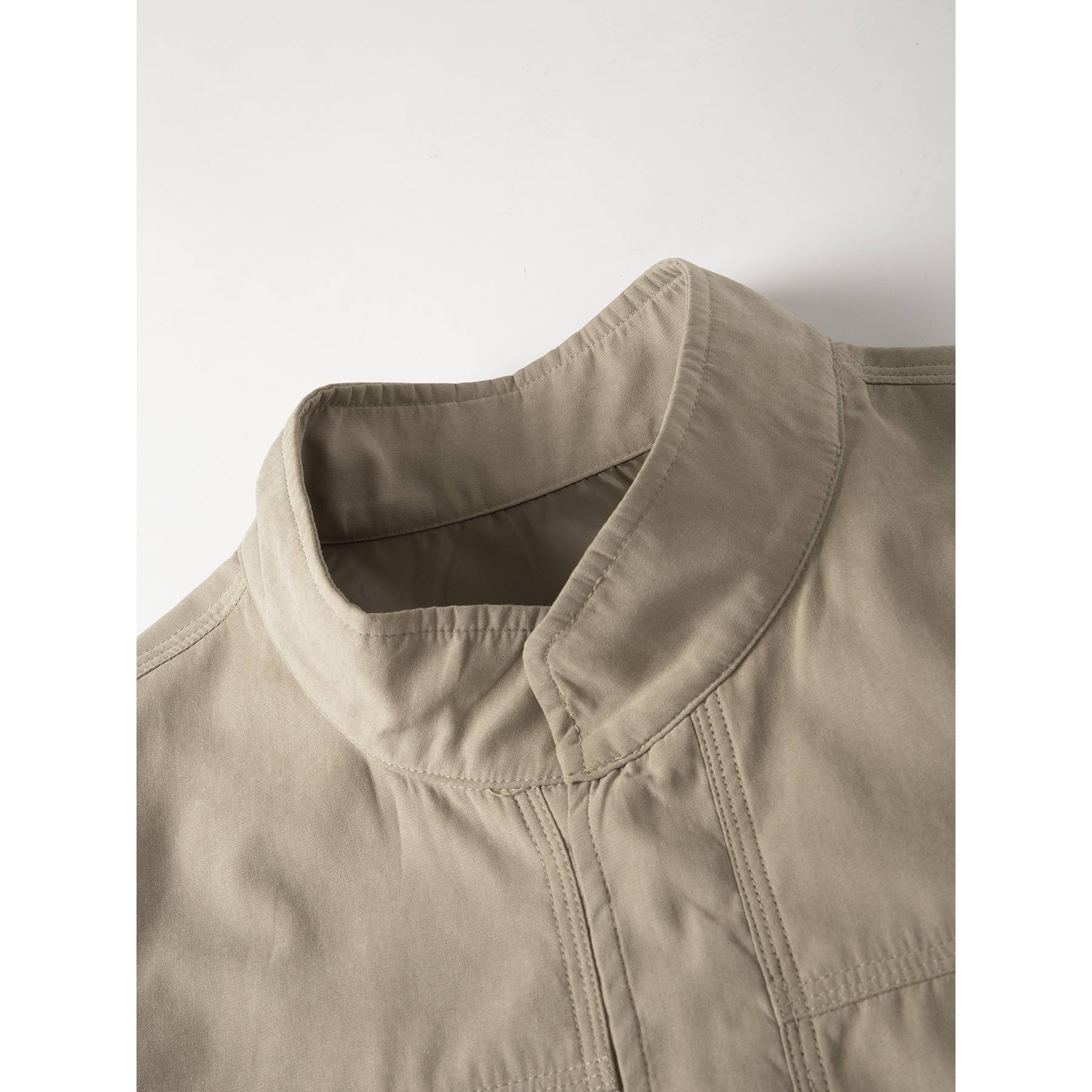 Solid-color Zip-up Korean-style Stand-up Collar Mens Jacket