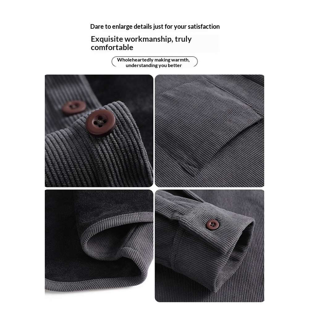 Mens Retro Corduroy Long-Sleeve Shirt