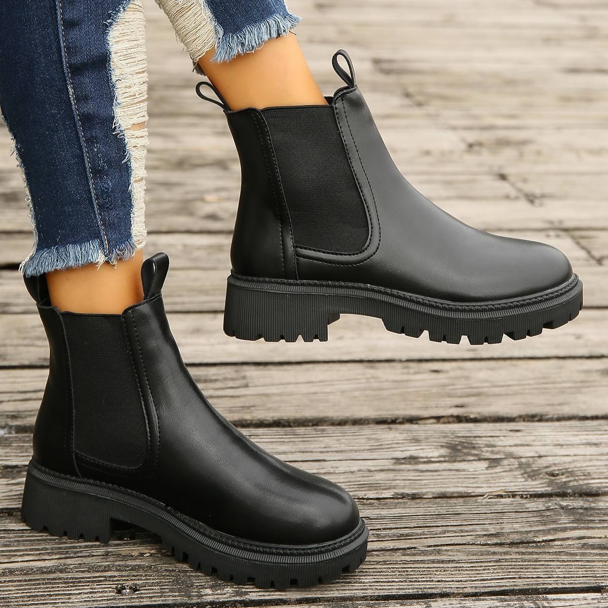Womens Chunky Heel Martin Bootsankle Boots