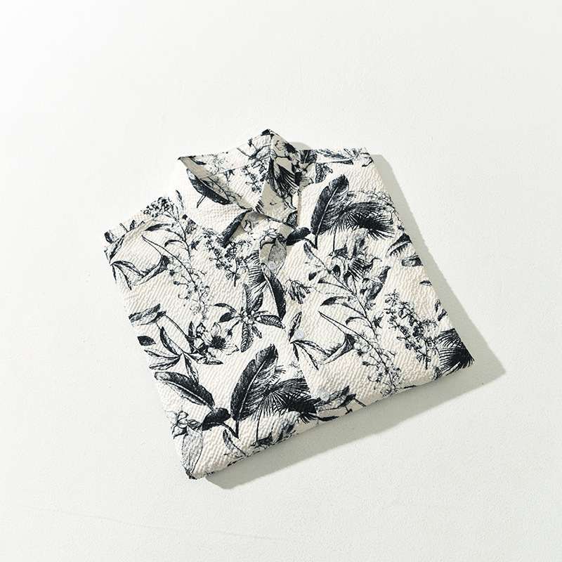 Mens Retro Printed Long-Sleeve Shirt