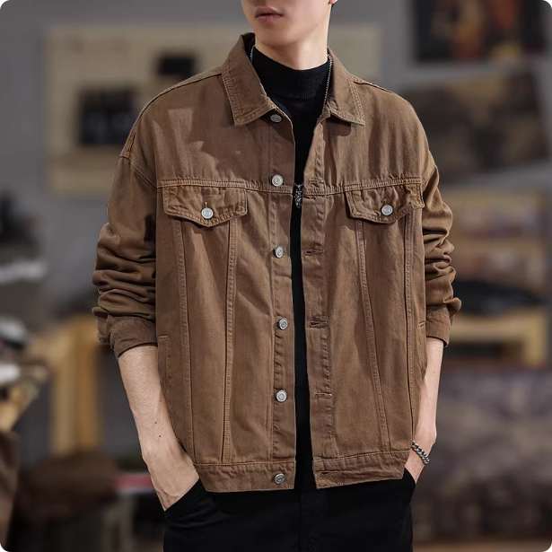 Autumn Heavyweight Cotton Denim Jacket For Men And Couples