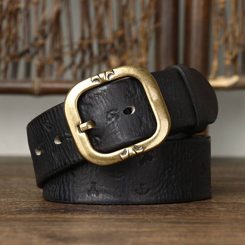Mens Korean-style Patterned Leather Belt