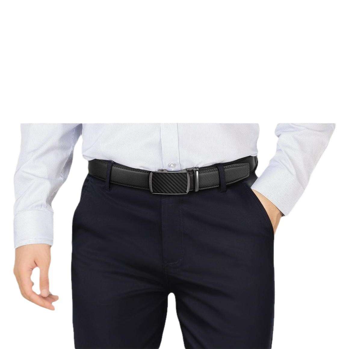 Mens Automatic-buckle Leather Belt With A Matte Finish