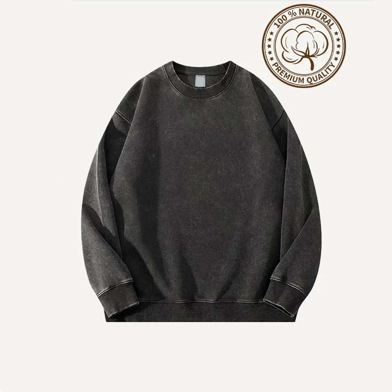 Retro Washed Distressed Crewneck Sweatshirt