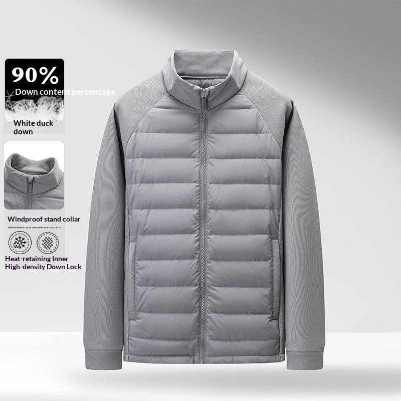 Mens Stand-Up Collar Patchwork Lightweight & Warm Down Jacket