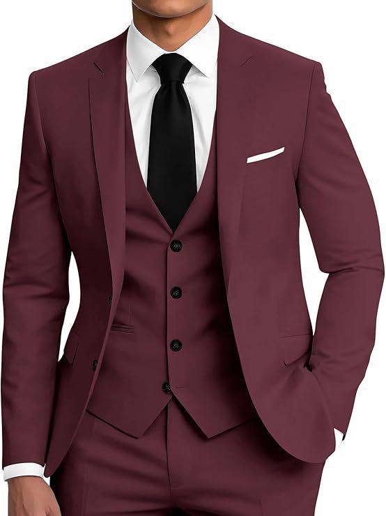 Mens Business Two-Button Suit Three-Piece Set