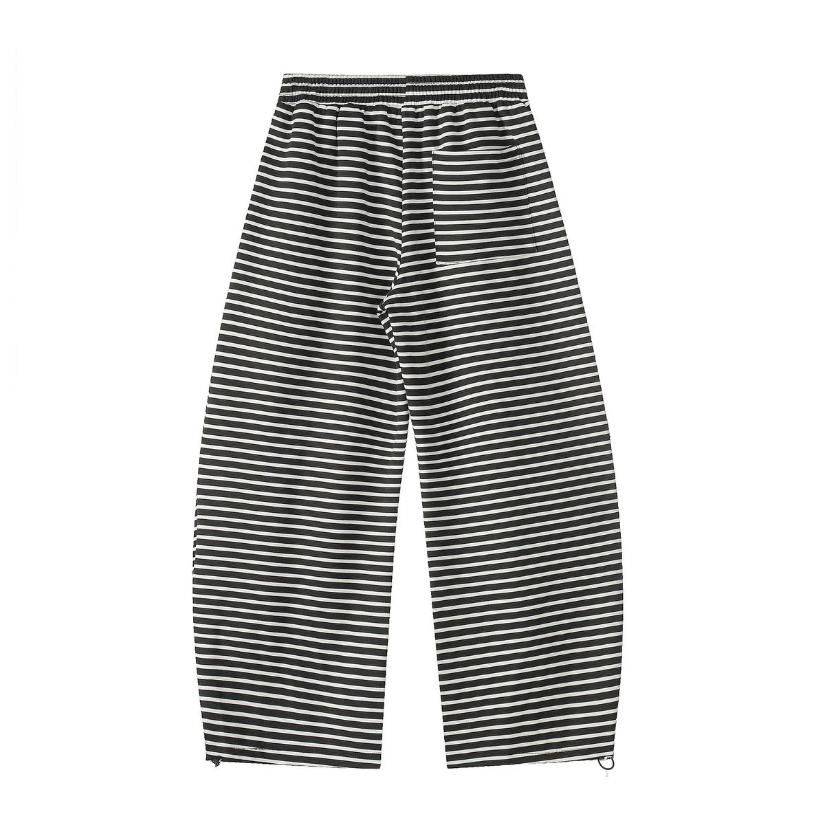 Wide-leg Striped Casual Pants With A Curved Blade Design
