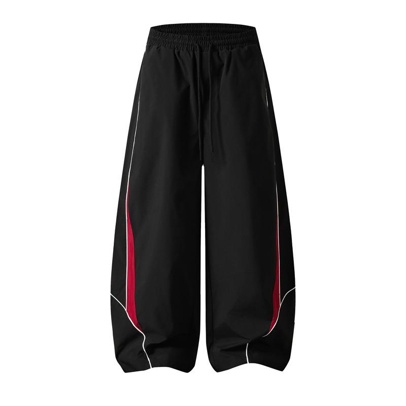 Womens American-style Streetwear Joggers With Contrasting Color-block Stitching