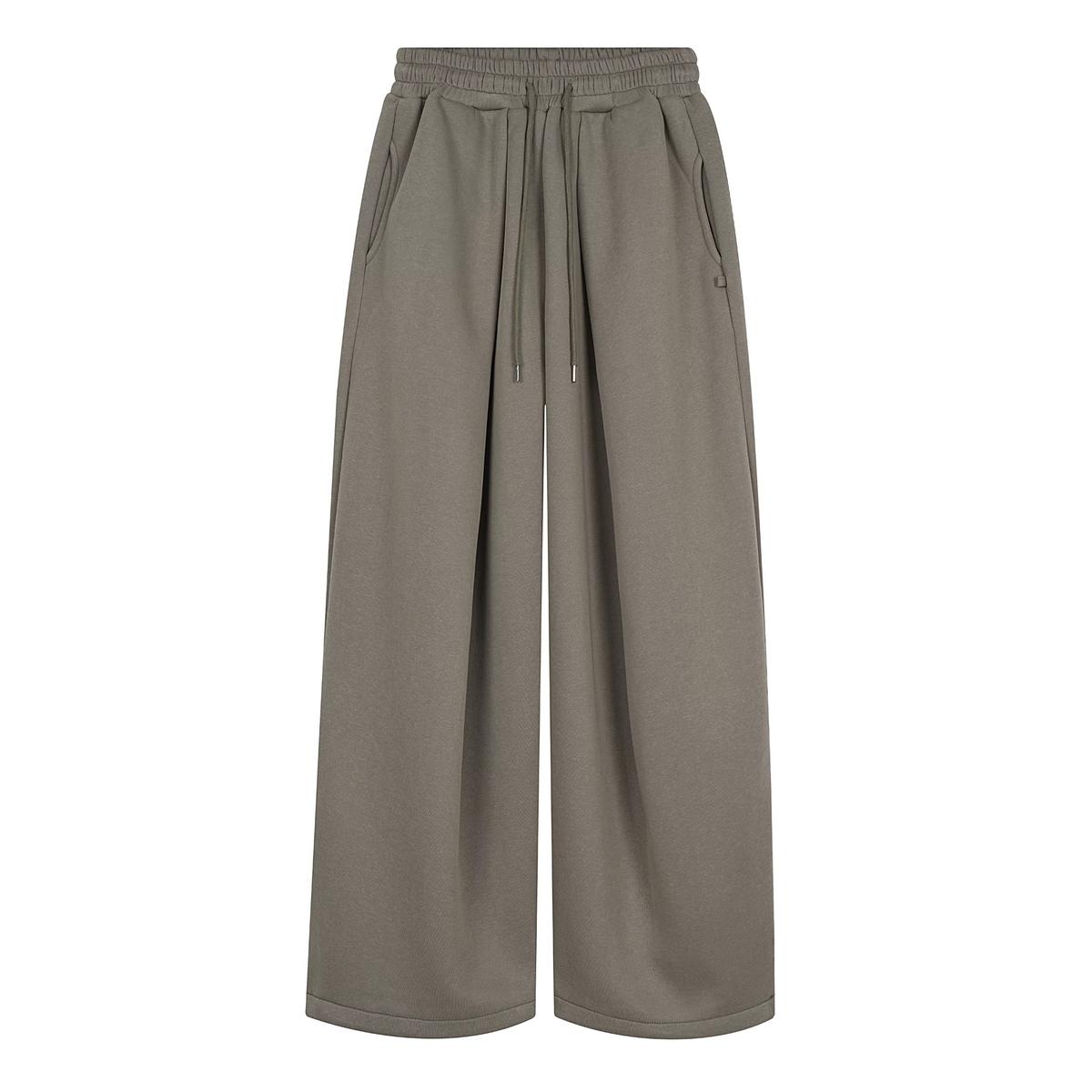 Embroidered Pleated Drawstring Sweatpants For Women Loose Straight Fit